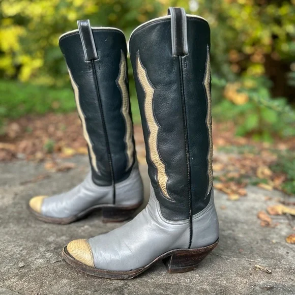 Women’s Size 7.5 M - 1970’s Custom Tall Cowboy Western Boots Herron Custom Boots